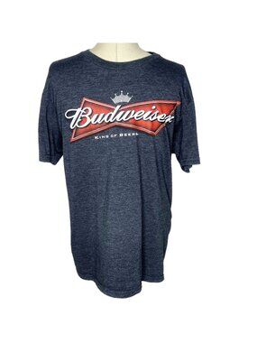 Budweiser T-Shirt Mens Size M Grey Red Logo Short Sleeve Graphic Tee